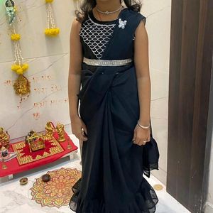 Saree For Girls 7 Years With Stitch Blouse