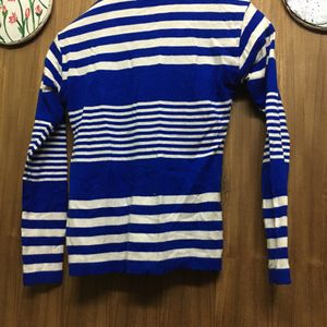 Myntra Blue Striped Sweater