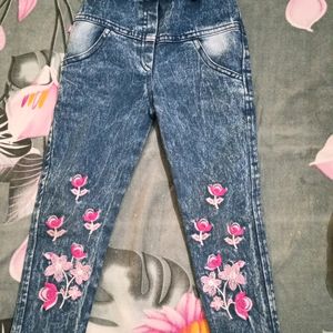 Jeans For Baby Girls With Beautiful Embroidery