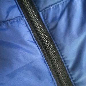 Blue Puffer Jacket Branded Black And Logo