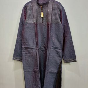 Pure Silk Kurta Chudidar Set (Purple, Handwork)