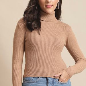 Women Ribbed Knitted Pullover Top