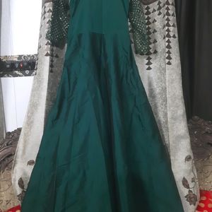 A Beautiful Bottle Green Ethnic Gown