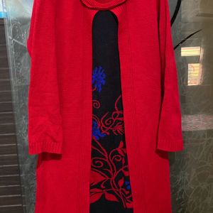 Red Warn Double Layered Kurta