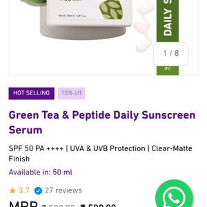 Plum Goodness Green Tea & Peptide Sunscreen Serum