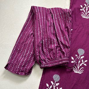 Burgandy Cotton Kurta Set