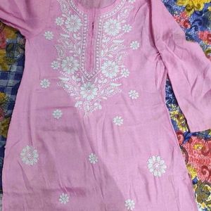 Pink Chikankari Work Beautiful Kurta