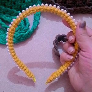 Macrame Hairband In Yellow Colour