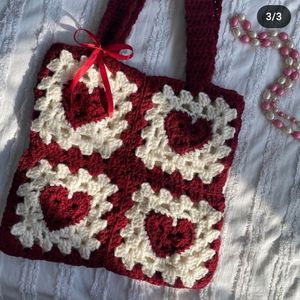 Crochet Heart Tote Beg