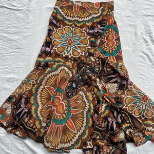 Printed Pattern Ruffle Skirt