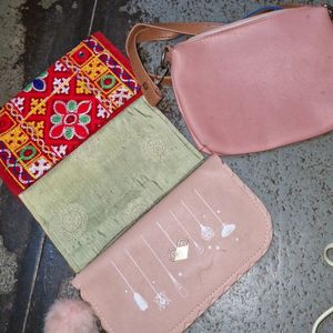 pack of 4 hand purse with one free radha bag