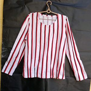 Beautiful 😍 Striped Top In Red,Black,White Colour
