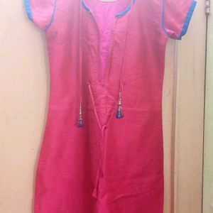 Pink And Blue Kurta Set  For Girls