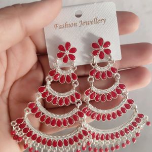 elegant red and silver earrings