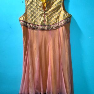 Golden Anarkali Kurta For Navaratri Special