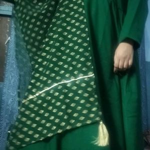 Long anarkali kurti with churidar sleeves and prin