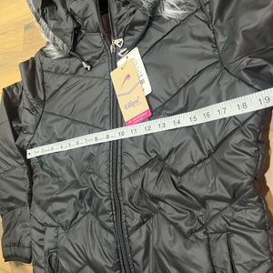 Brand new womens black jacket with detachable hood