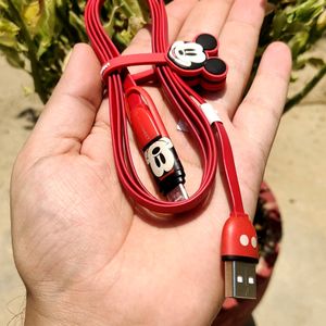 Disney Mickey Mouse Dual Cable, Micro USB & Type C