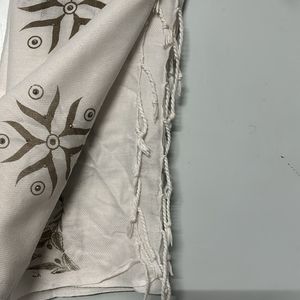 White Printed Flower Stole