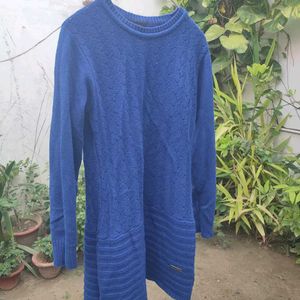 Stylish Long Blue Sweater