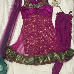 Deep Purple Suit Set - Top, Dupatta, Chunni