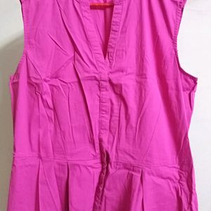 Magenta Shirt + Peplum Style Cotton Top