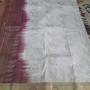 Silk Saree With Stiched Aari Work Blouse