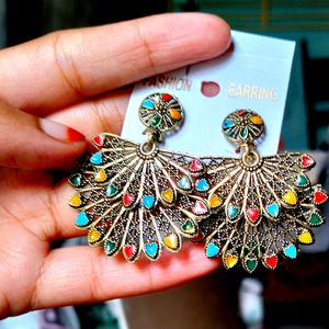 Multicolore Designer Peacock Earring