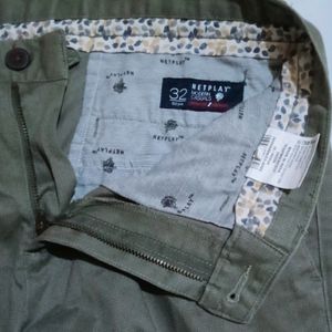 NETPLAY Olive Coloured Stylish Pant