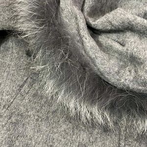 Grey Dress Plus Hood Overcoat With Fur