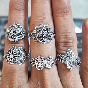 Women's Oxidised Rings Combo (5pcs)