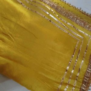 NEW yellow Dupatta With Gota Patti Lace