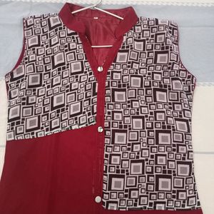 Maroon With Black Patches Kurta
