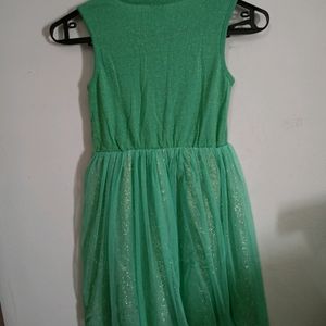 Green Frock With Glitter Work