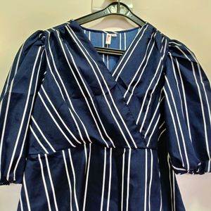 Navy Blue A-line Top For Women