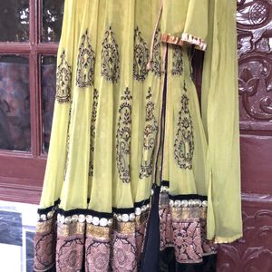 Black And Parrot Green Kurti