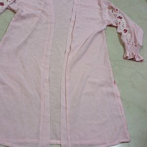 Pink Colour Shrug With Embroidery Designs