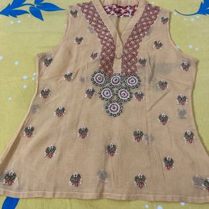 Cotton Chiken Work Kurti