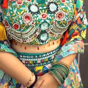 Teal Green Indowestern Dress