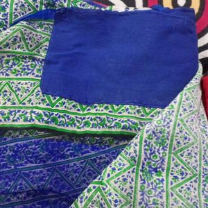 Combo Of Two Saree Red And Blue Colour Printed