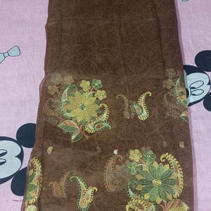 Coffee Brown Chanderi Cotton Saree