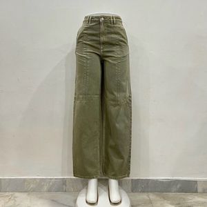 Wide Leg Olive Green Jeans