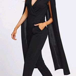 SHEIN Cape Sleeve Surplice Wrap Tailored Jumpsuit