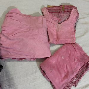 Pink Salwar Suit With Embroided Dupatta