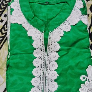 A Green Kurti  Size Is L Of Pure Cotton(100%)