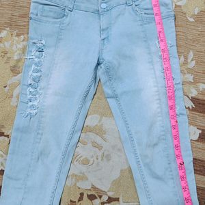 Light Blue rugged Half Jeans