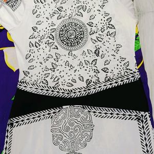 WHITE AND BLACK KURTI