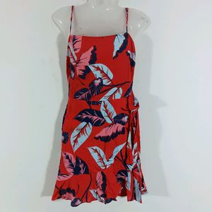 Red Printed Casual Dress (Women)