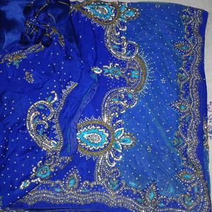 Stich Blue color 💙 silk saree with  blous