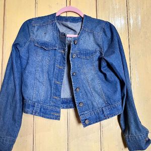 Blue Denim Crop Jacket